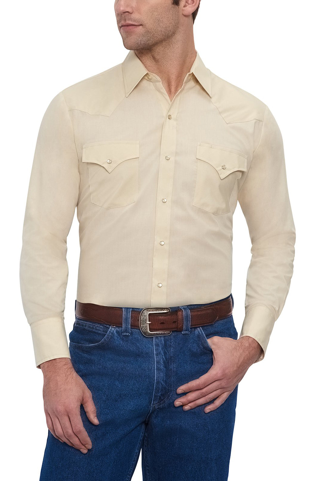 Ely & Walker Solid ECRU Western Shirt/Easy Care