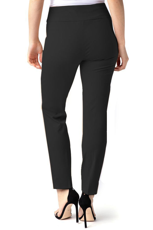 WIDE BAND BLACK PULL-ON Ankle Pant