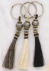 Horse Hair & Metal Beads Key Ring