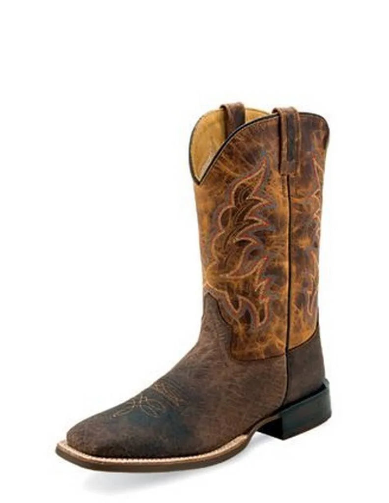 Distressed Brown Square Toe Leather Boot