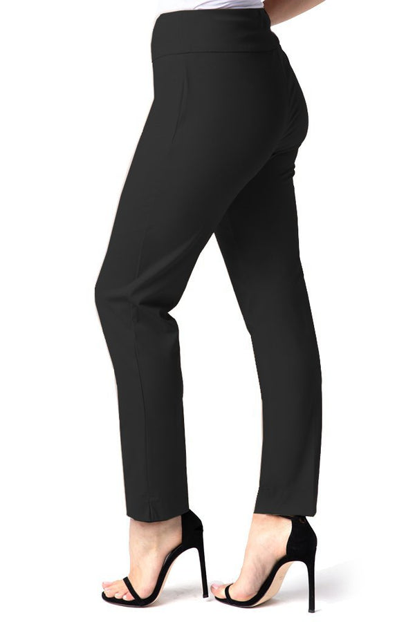 WIDE BAND BLACK PULL-ON Ankle Pant