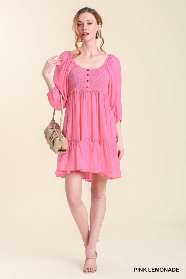 Pink Lemonade Smocked Tiered Dress