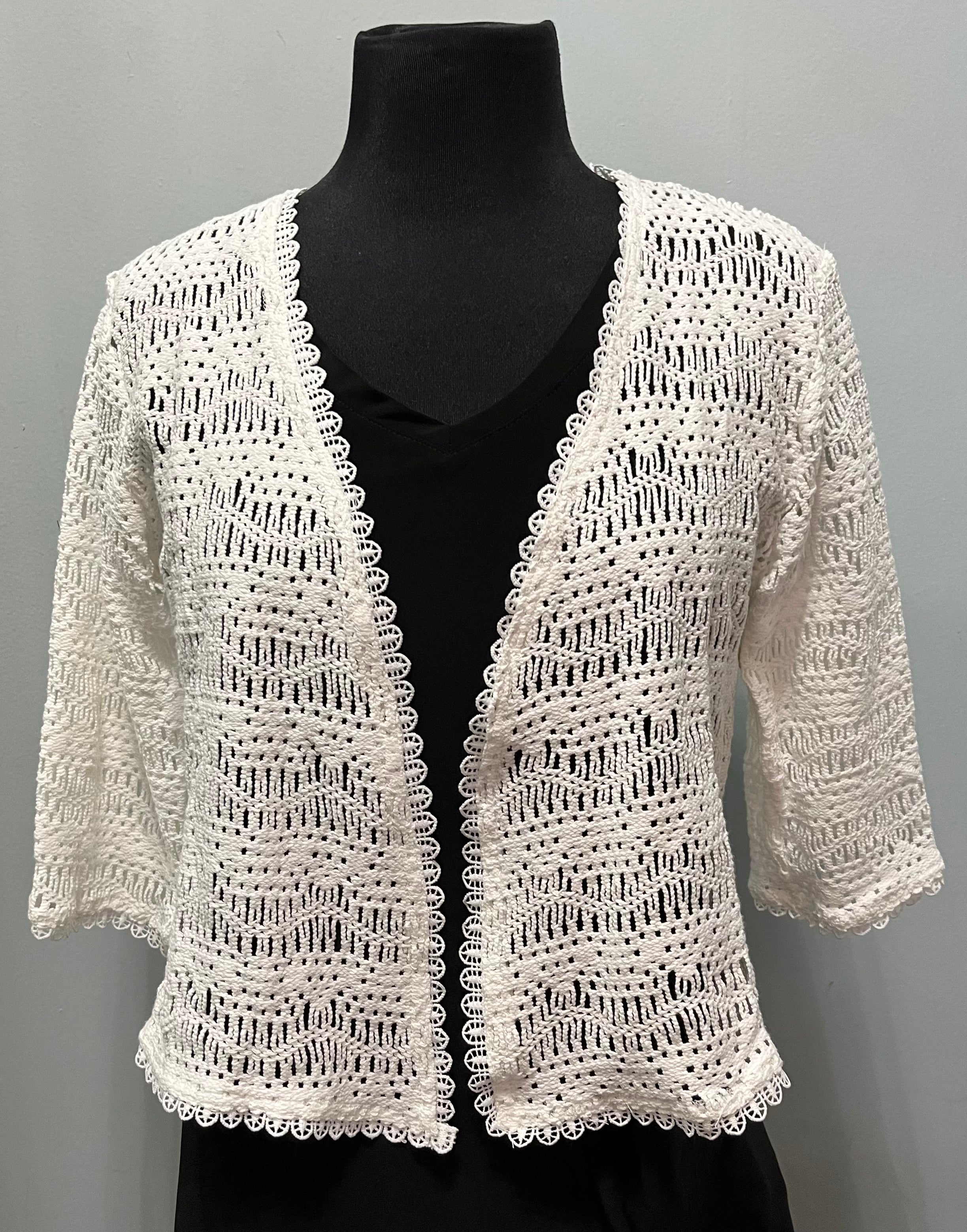 White 2025 crochet shrug