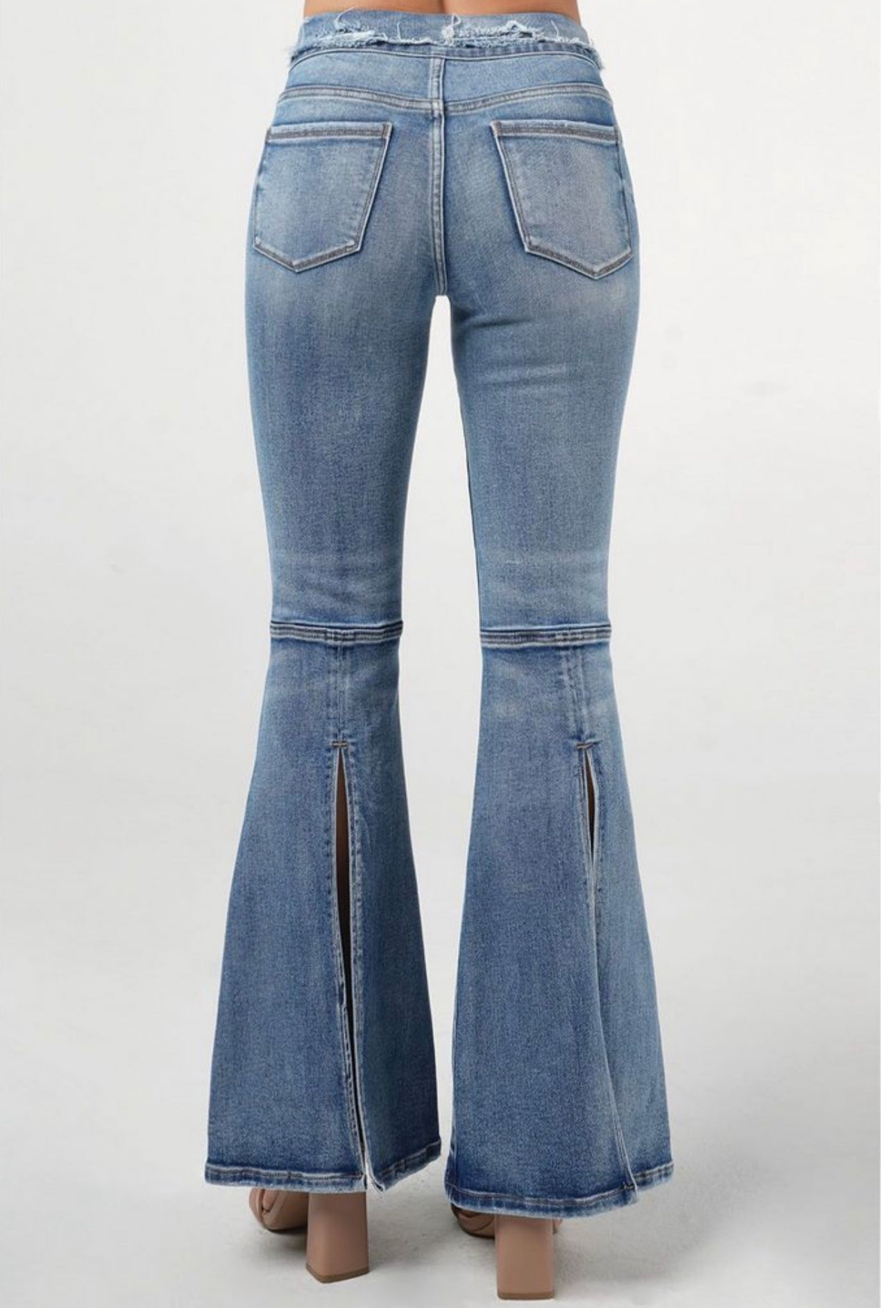 Mid Rise Super Flare Jeans by Cero