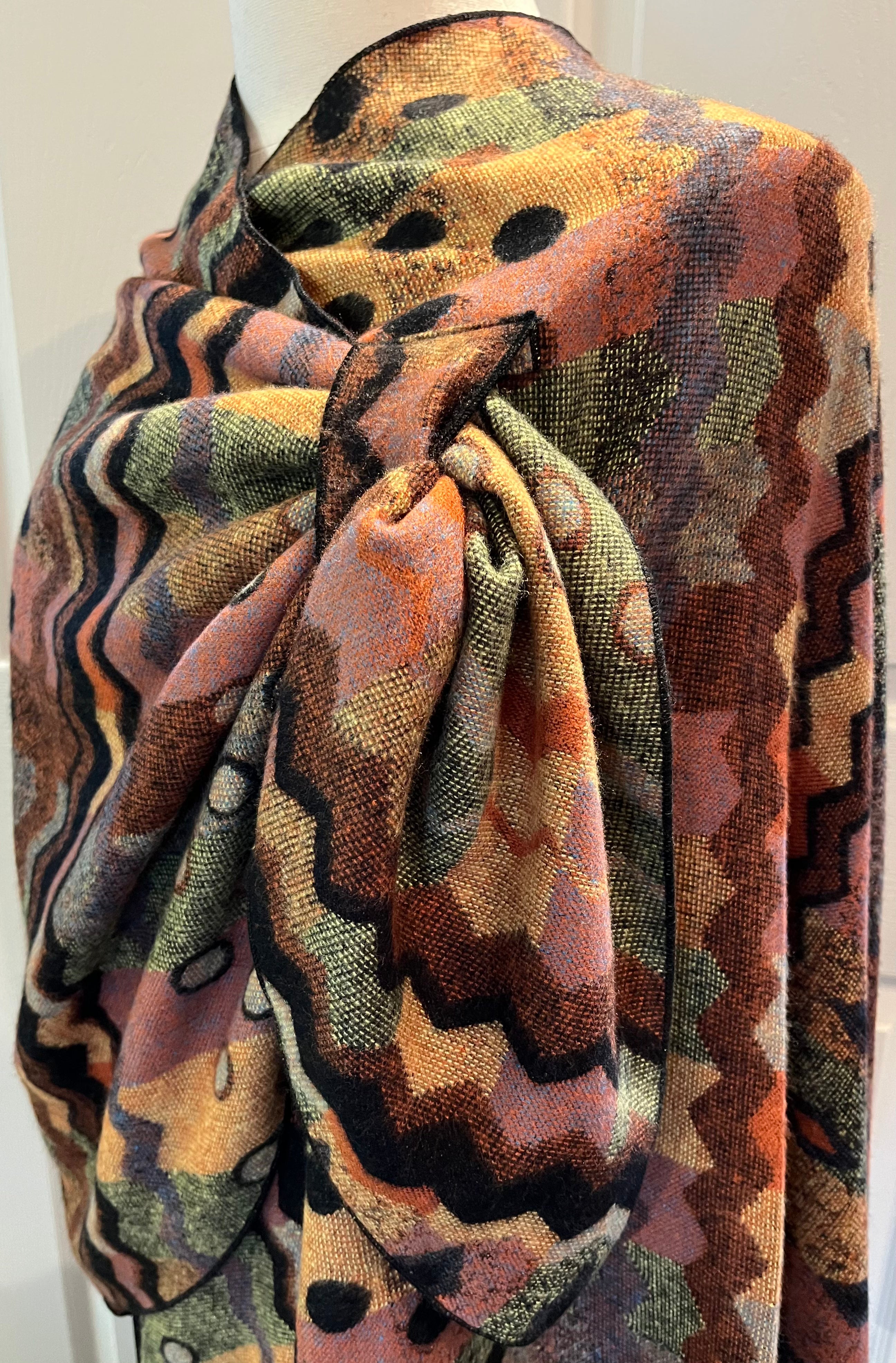 Tobacco Multi Reversible Cashmere Shawl