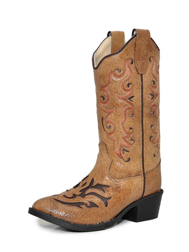 Children's Old West Tan Inlay Boot