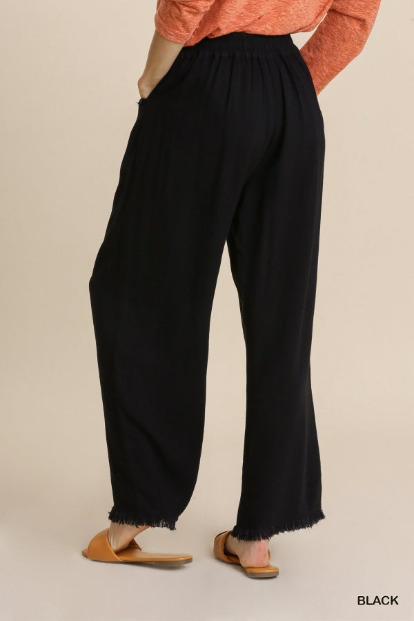 Black Wide Leg Pant w/ Elastic Waist
