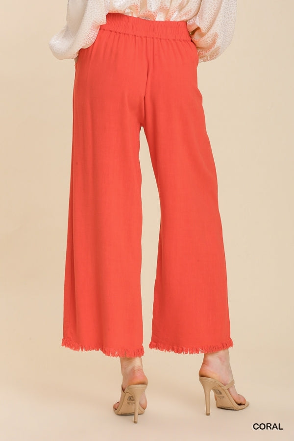 Coral Wide Leg Pant w/ Elastic Waist