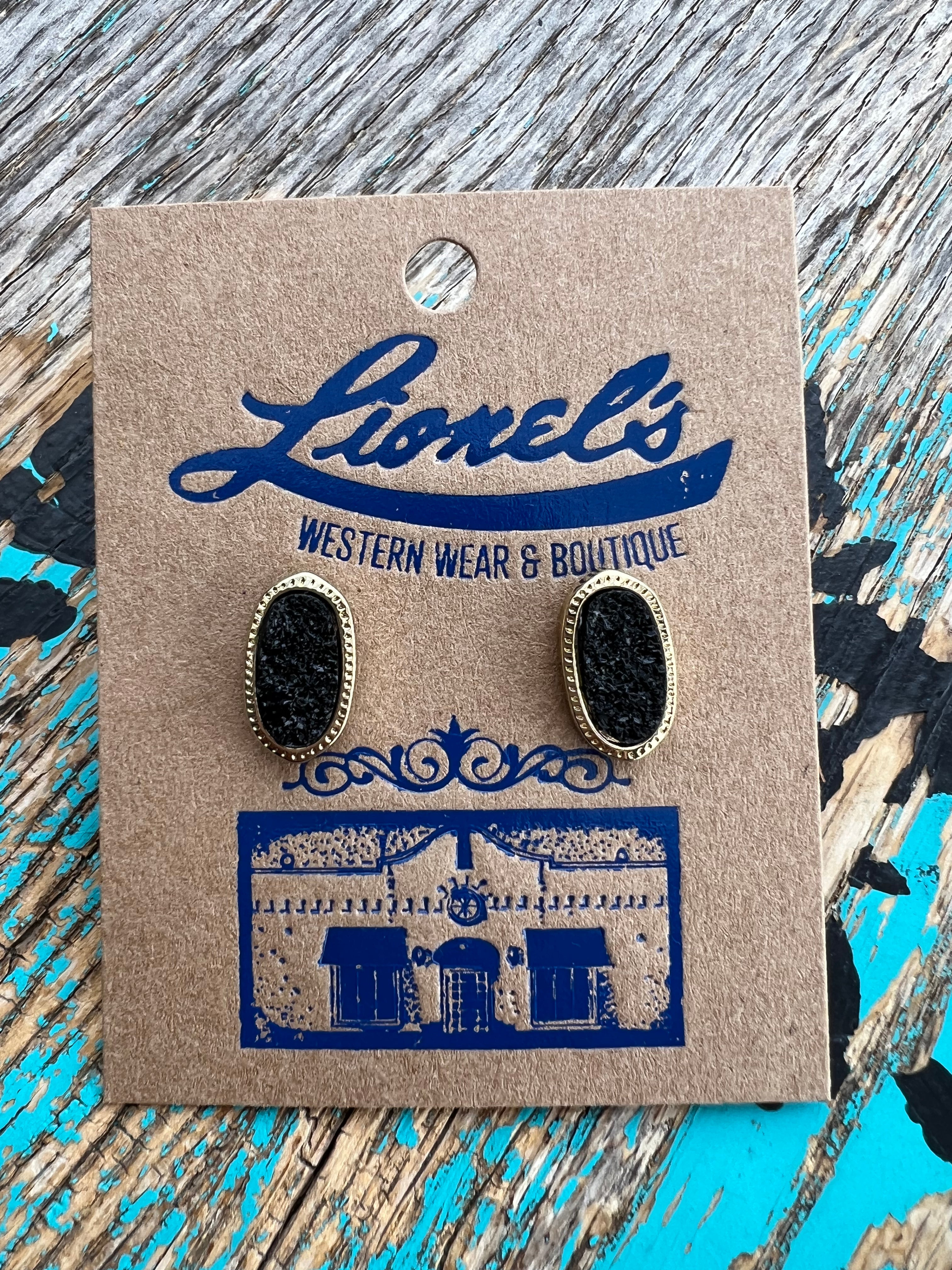 Mini Kendra Inspired Earrings/Black w/ Gold