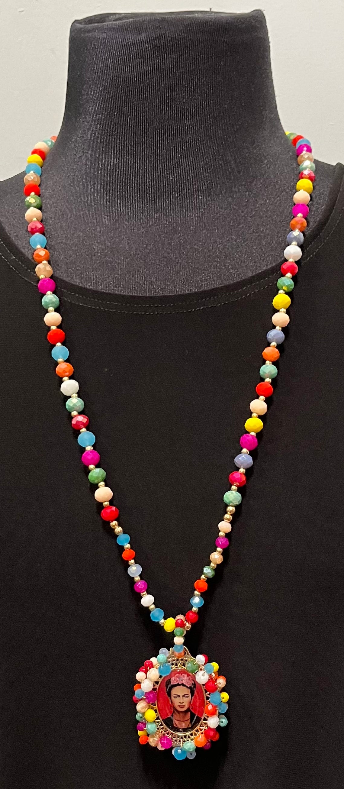 Frida Double Sided Pendant on Multi Beads