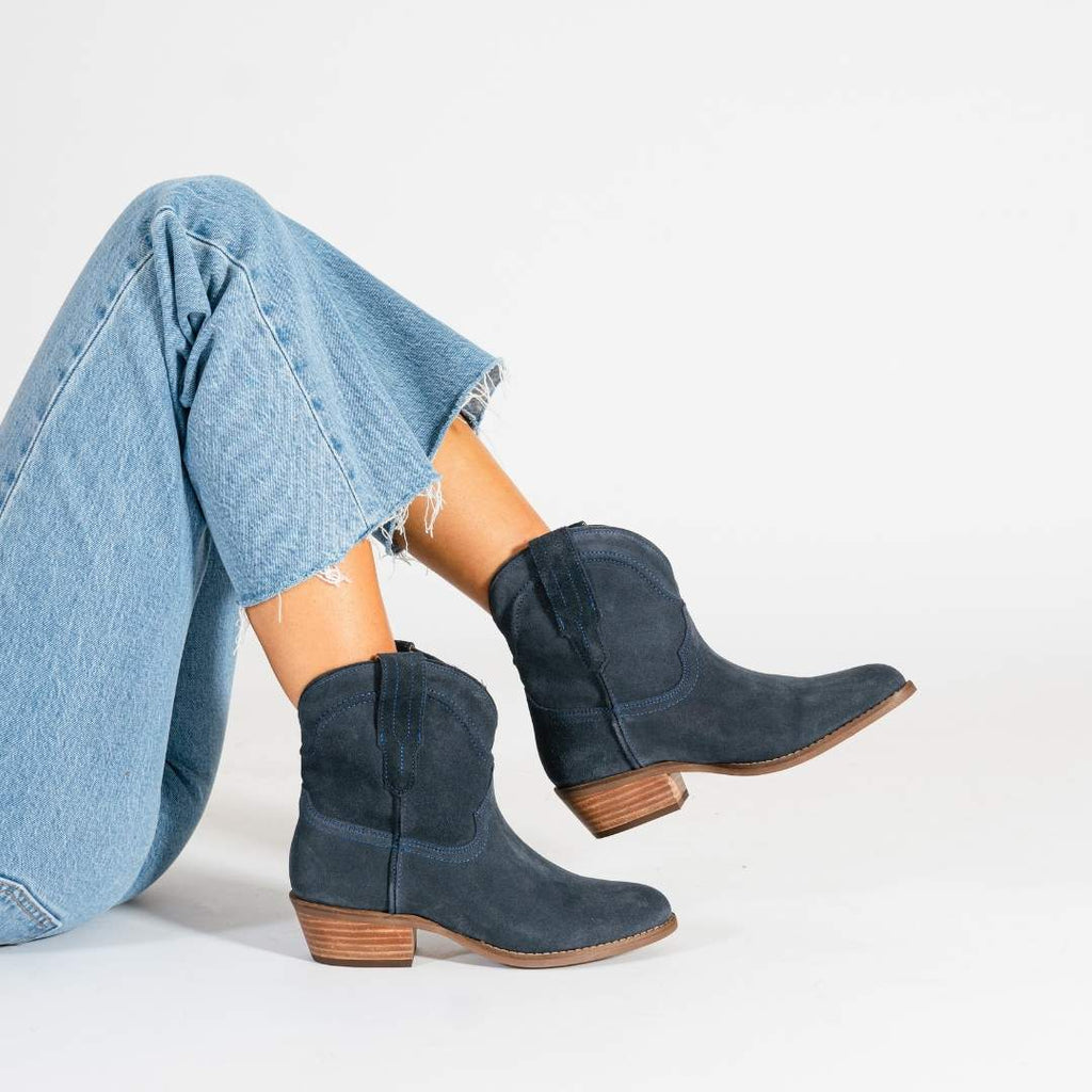 NAVY Tumbleweed Suede Leather Bootie