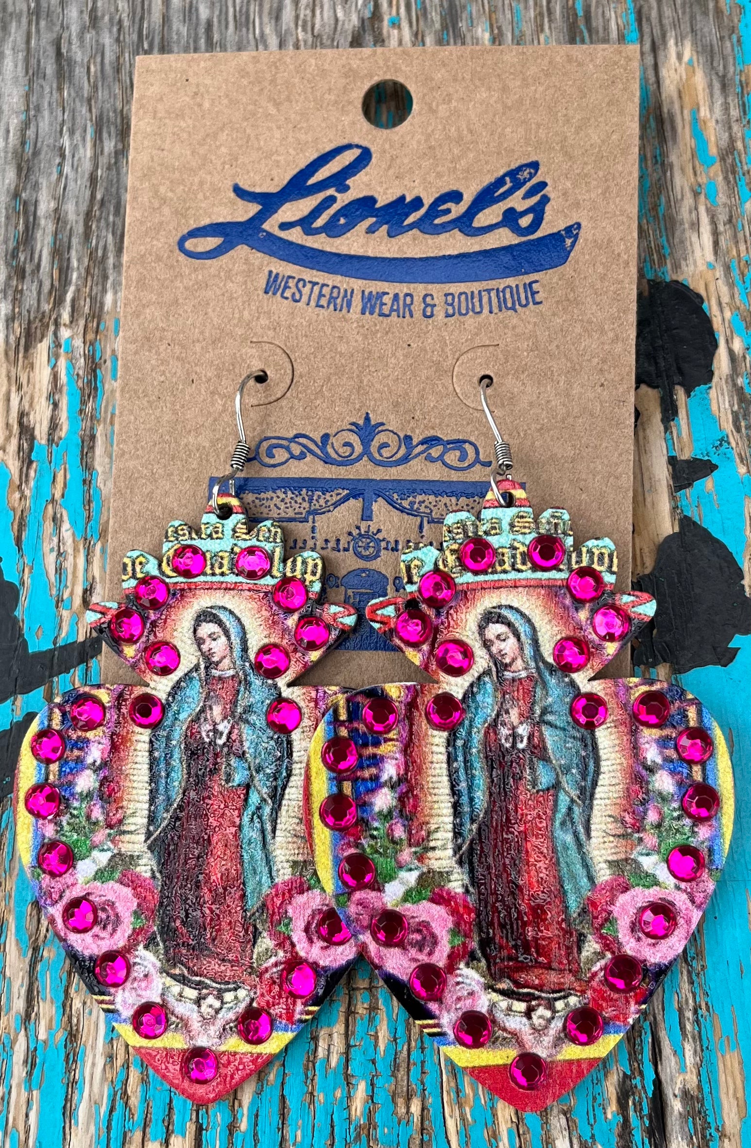 Virgen de Guadalupe Wood Fashion Earrings