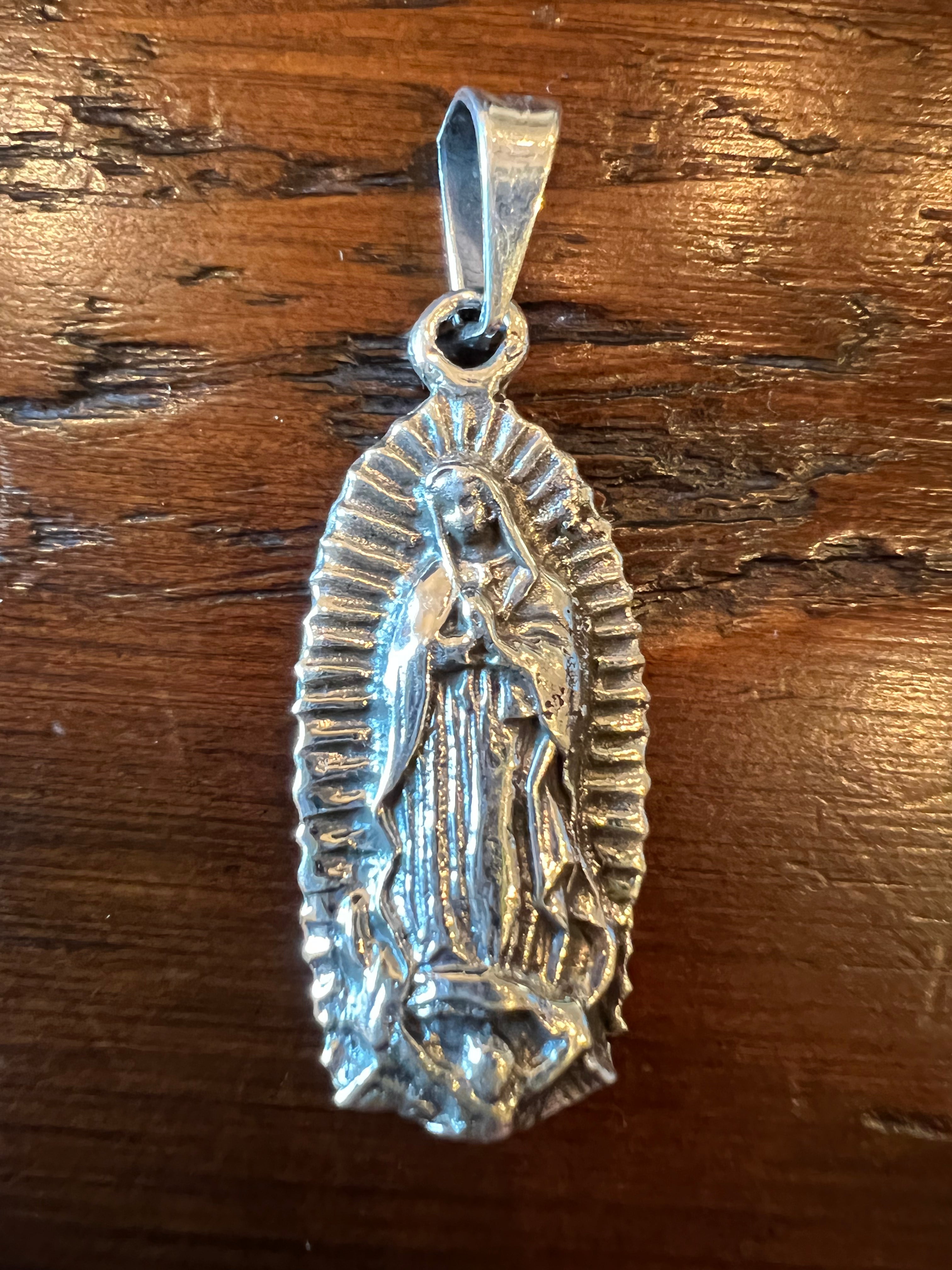 Virgen de Guadalupe Pendant/Sterling Silver 1 1/2"