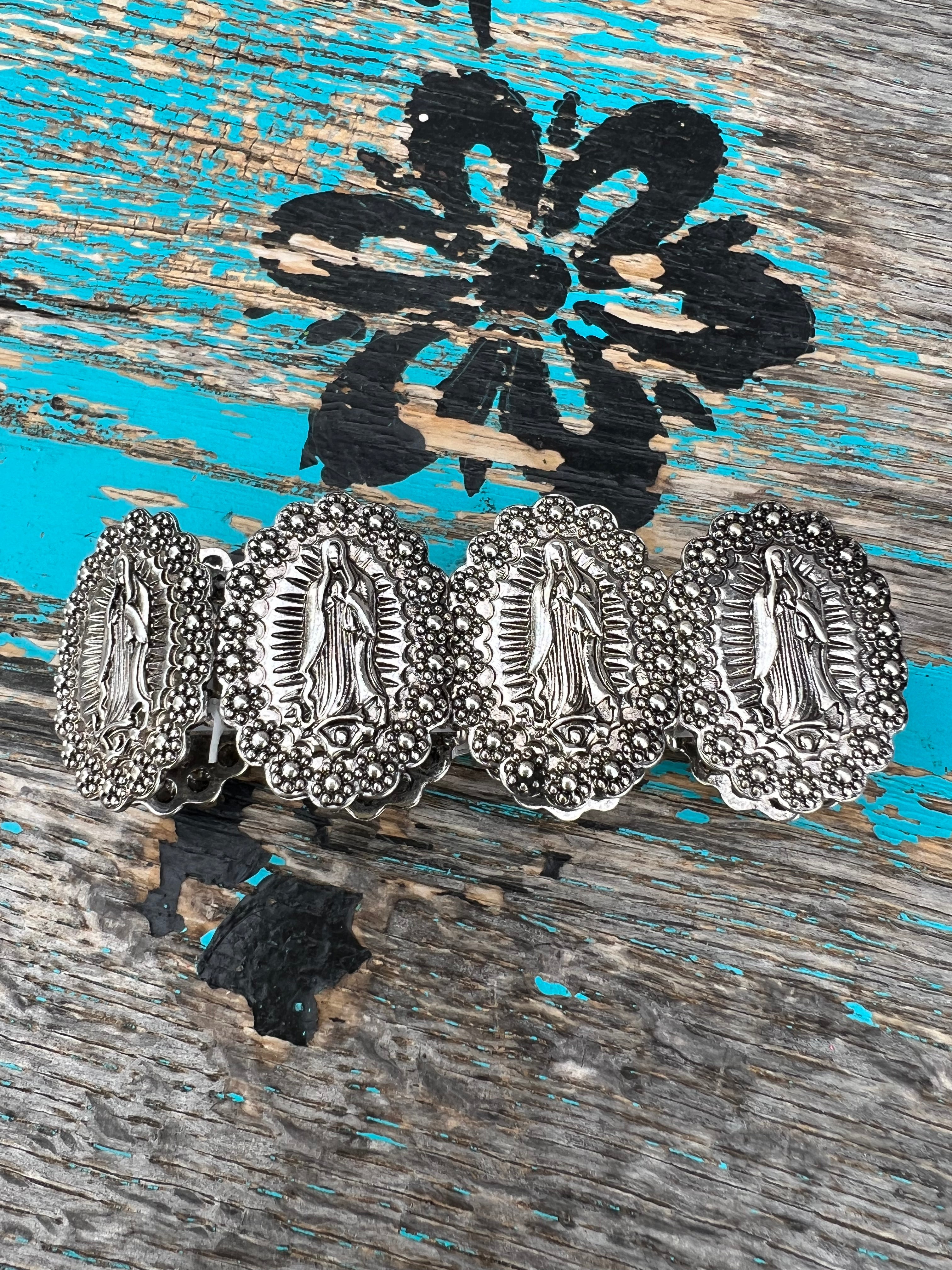 Virgen de Guadalupe Fashion Silver Stretch Bracelet