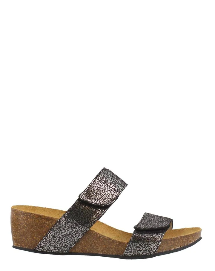 Eric Michael Liat Pewter Wedge Sandals