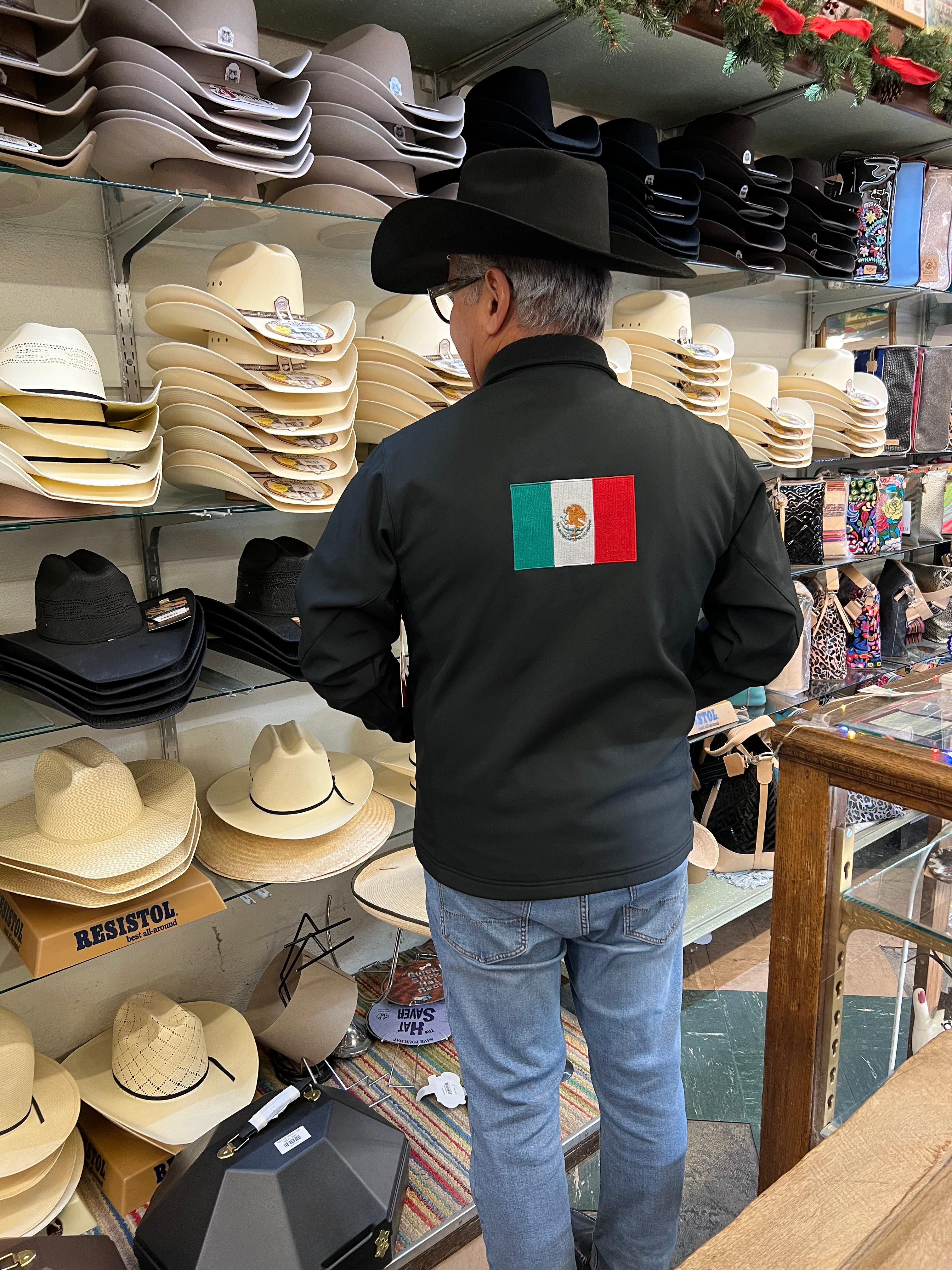 Men's Black Soft Shell Embroidered MEXICO Jacket
