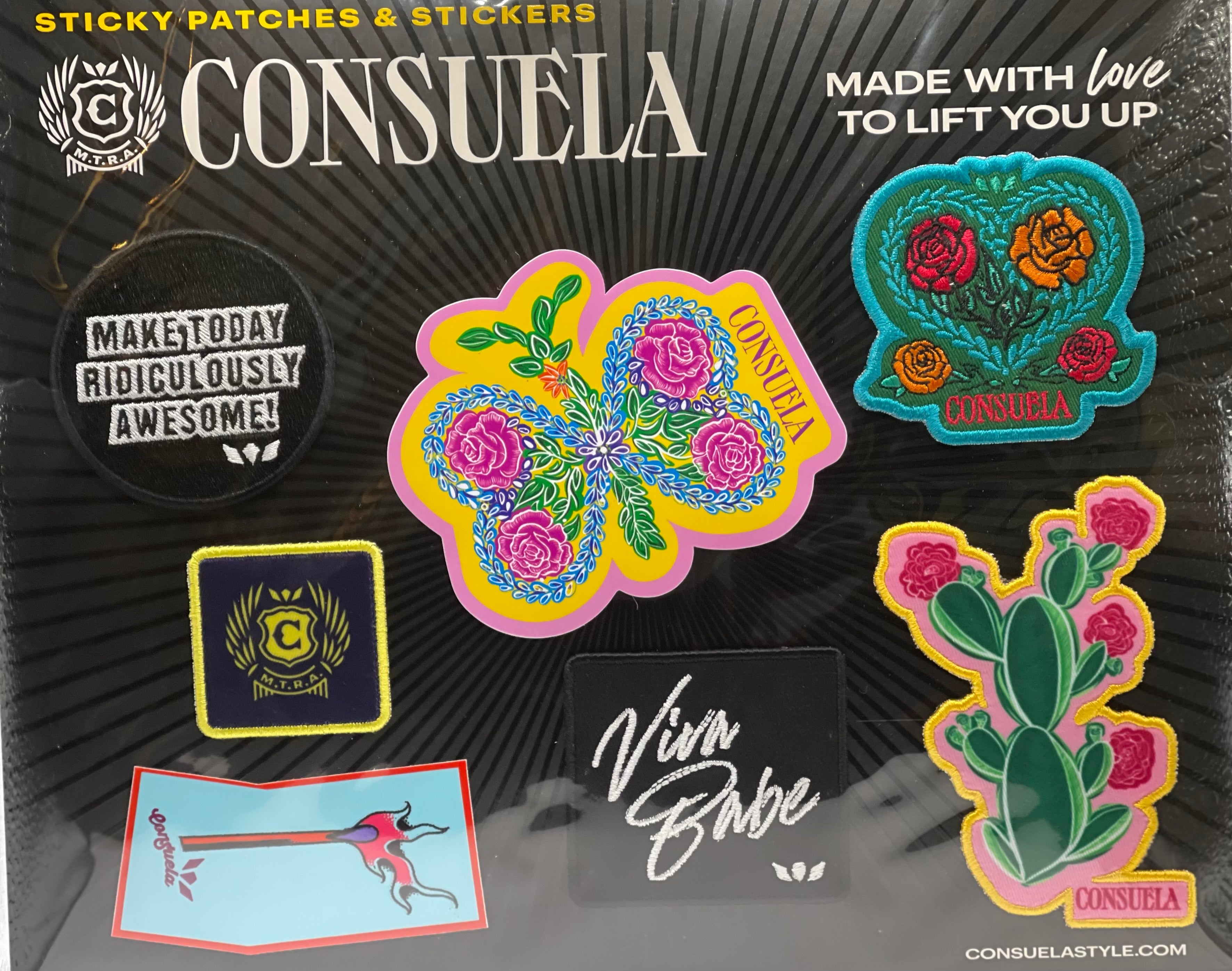 Consuela Board 11 Assorted Iron-On and Sew on Patches