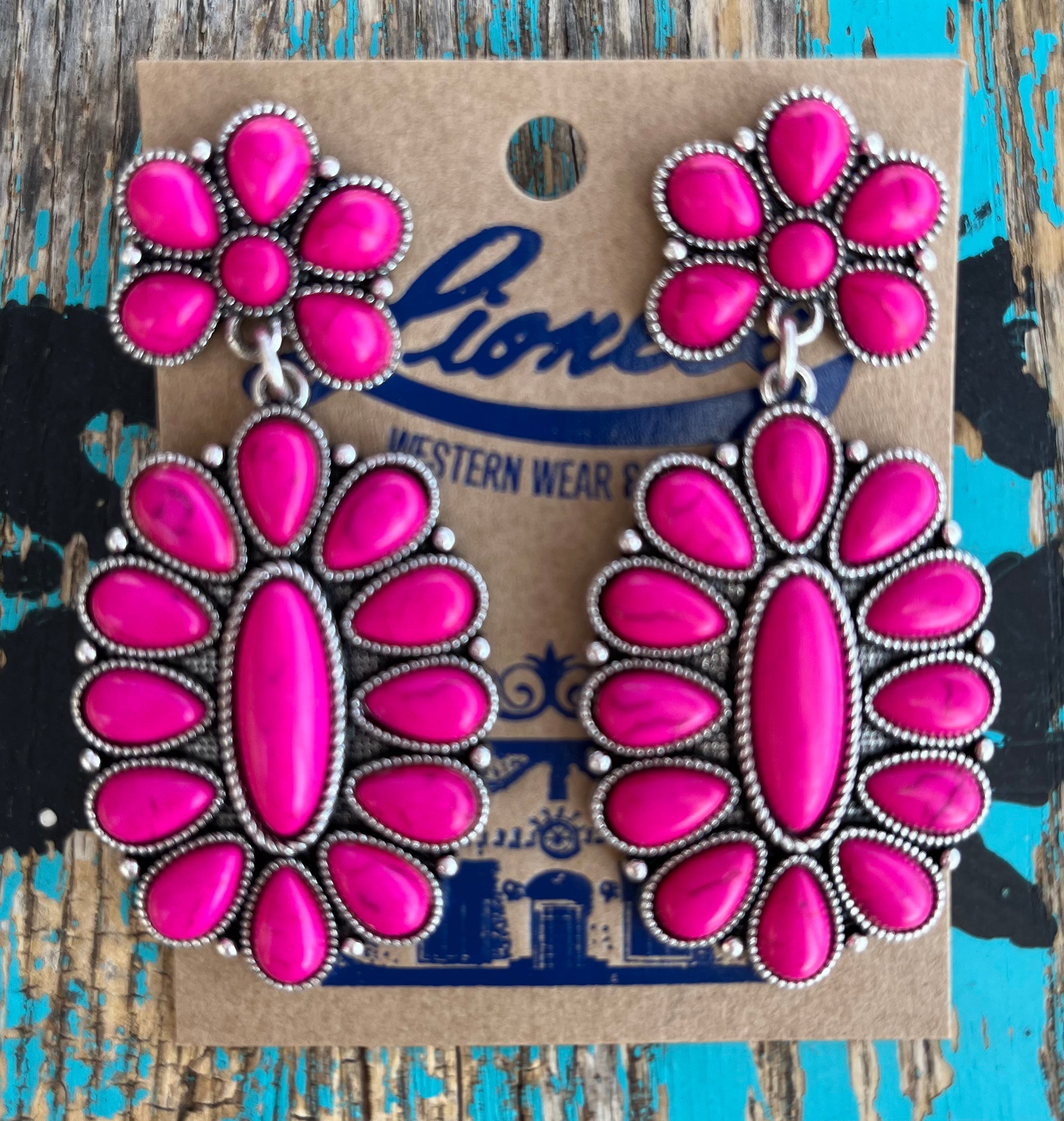 Hot Pink Squash Blossom Design Earring