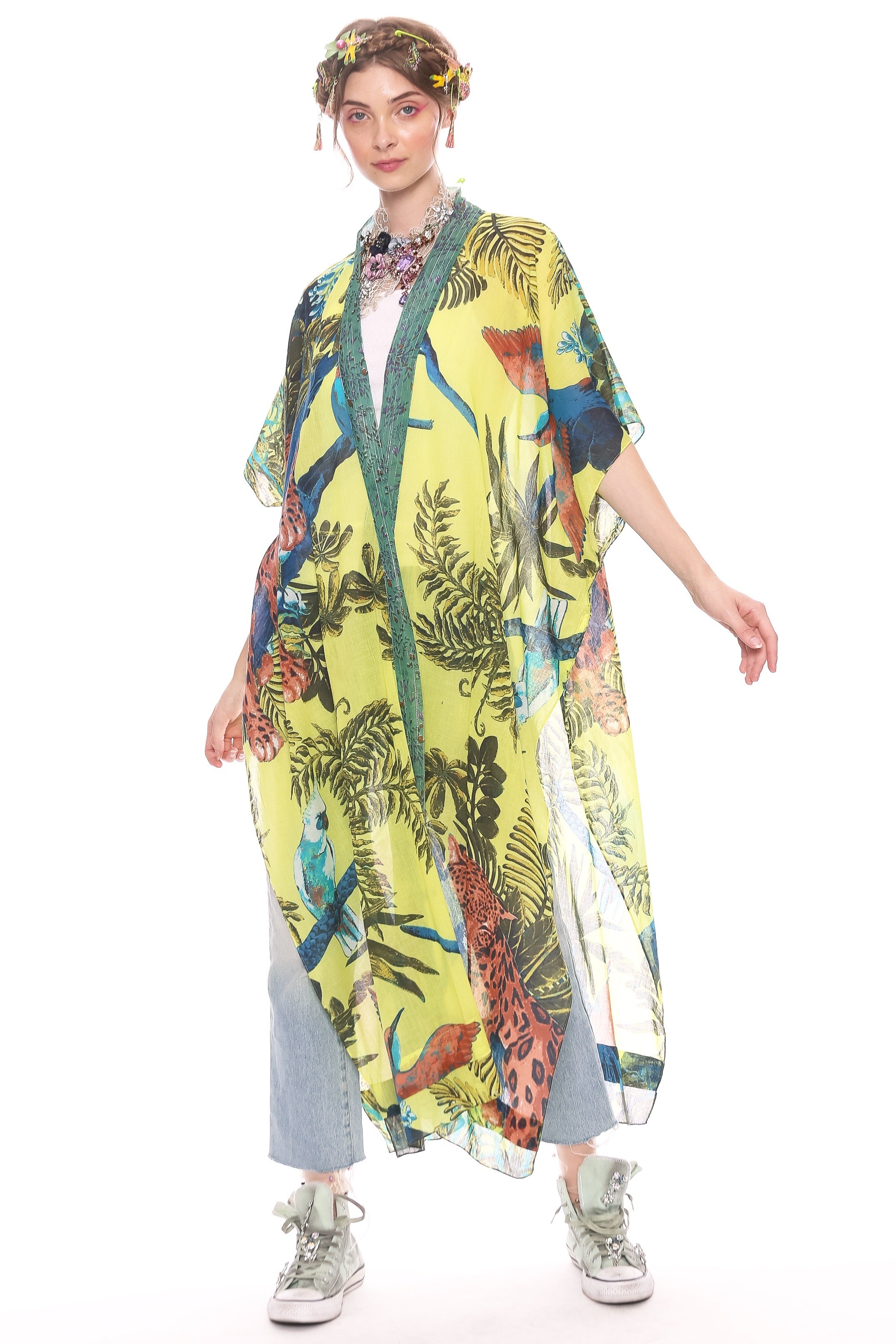 Wild Nights Lime Tropical Kimono