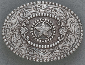 Oval Antique Silver Belt Buckle w/ STAR