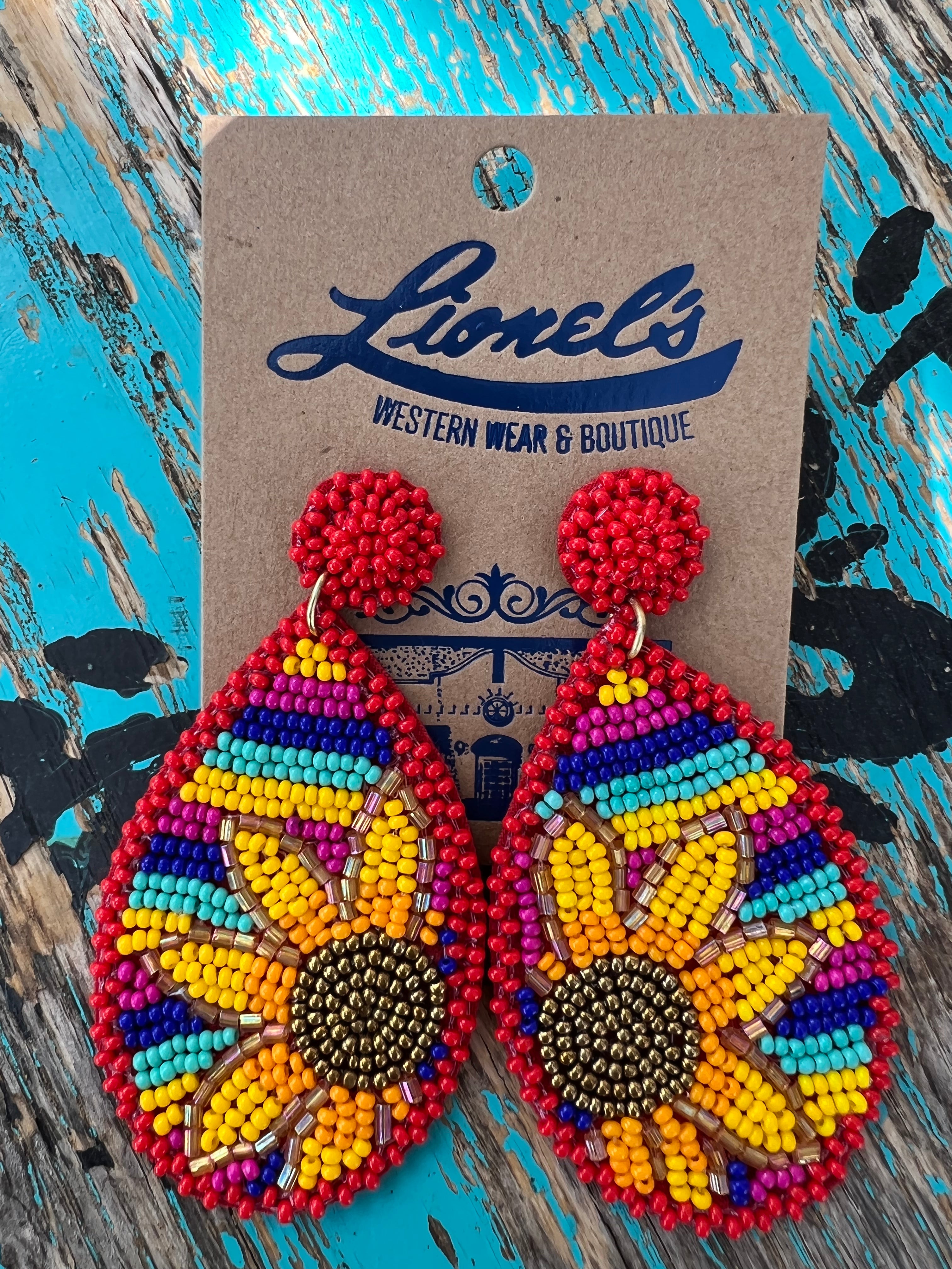 Multi Colors w/ Sunflower Beaded Earrings
