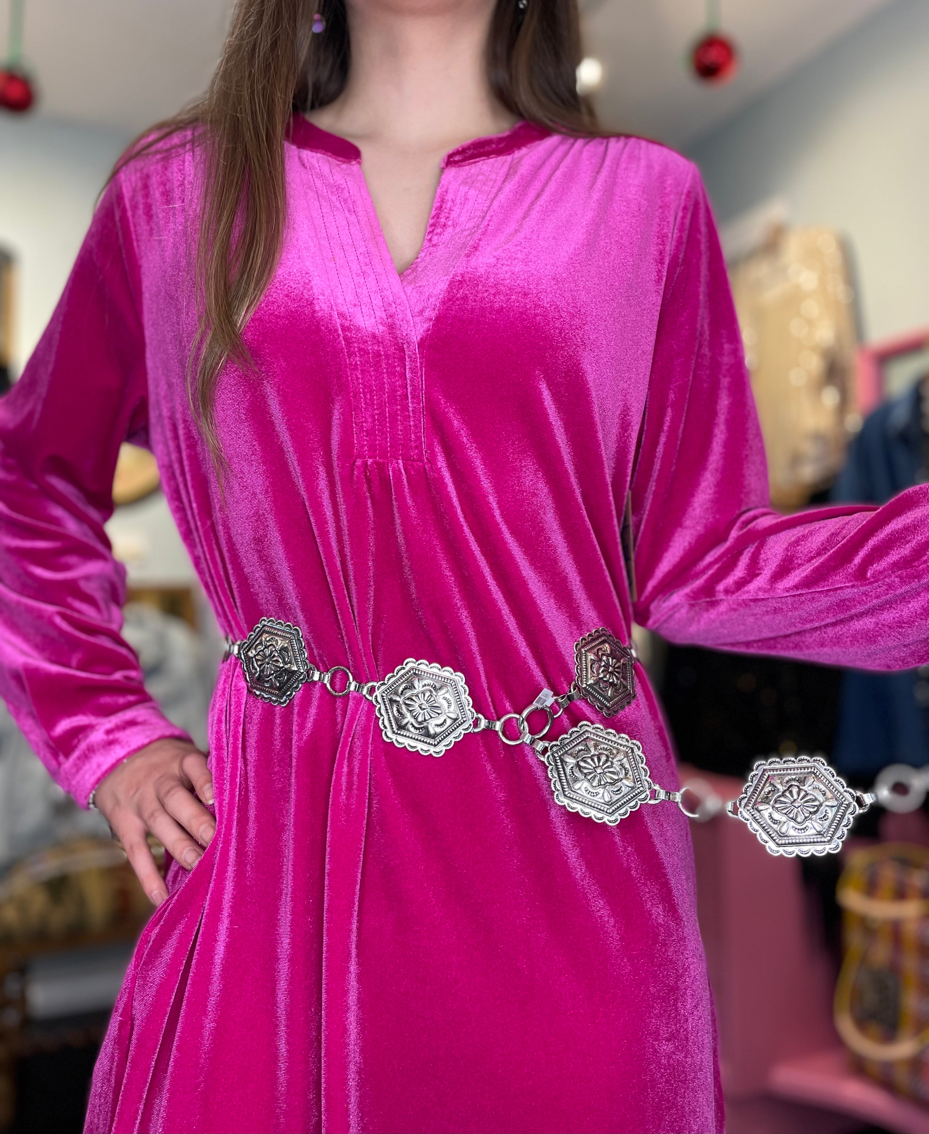 Silver Hexagon Concho Ladies Belt