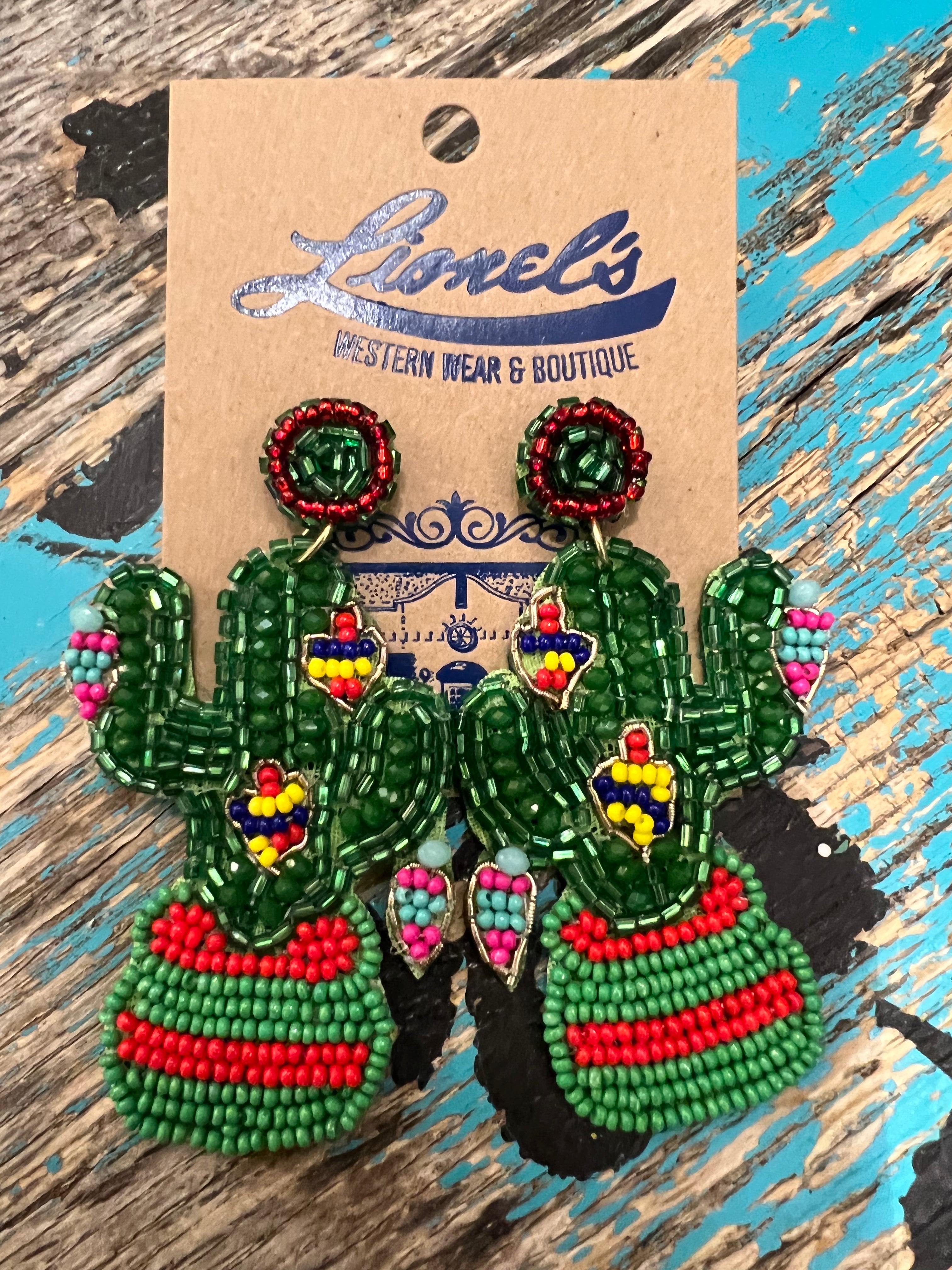 Christmas Cactus Beaded Earrings