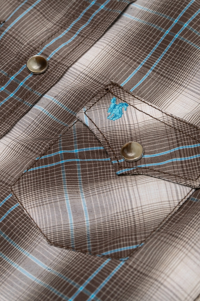 Toddler Brown & Turquoise Plaid Western Shirt