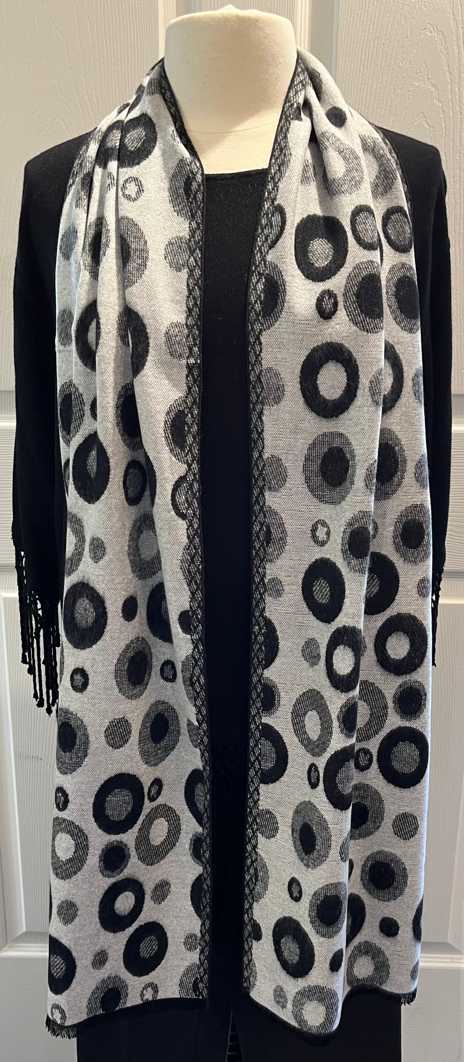 Black & White Circles Reversible Cashmere Scarf