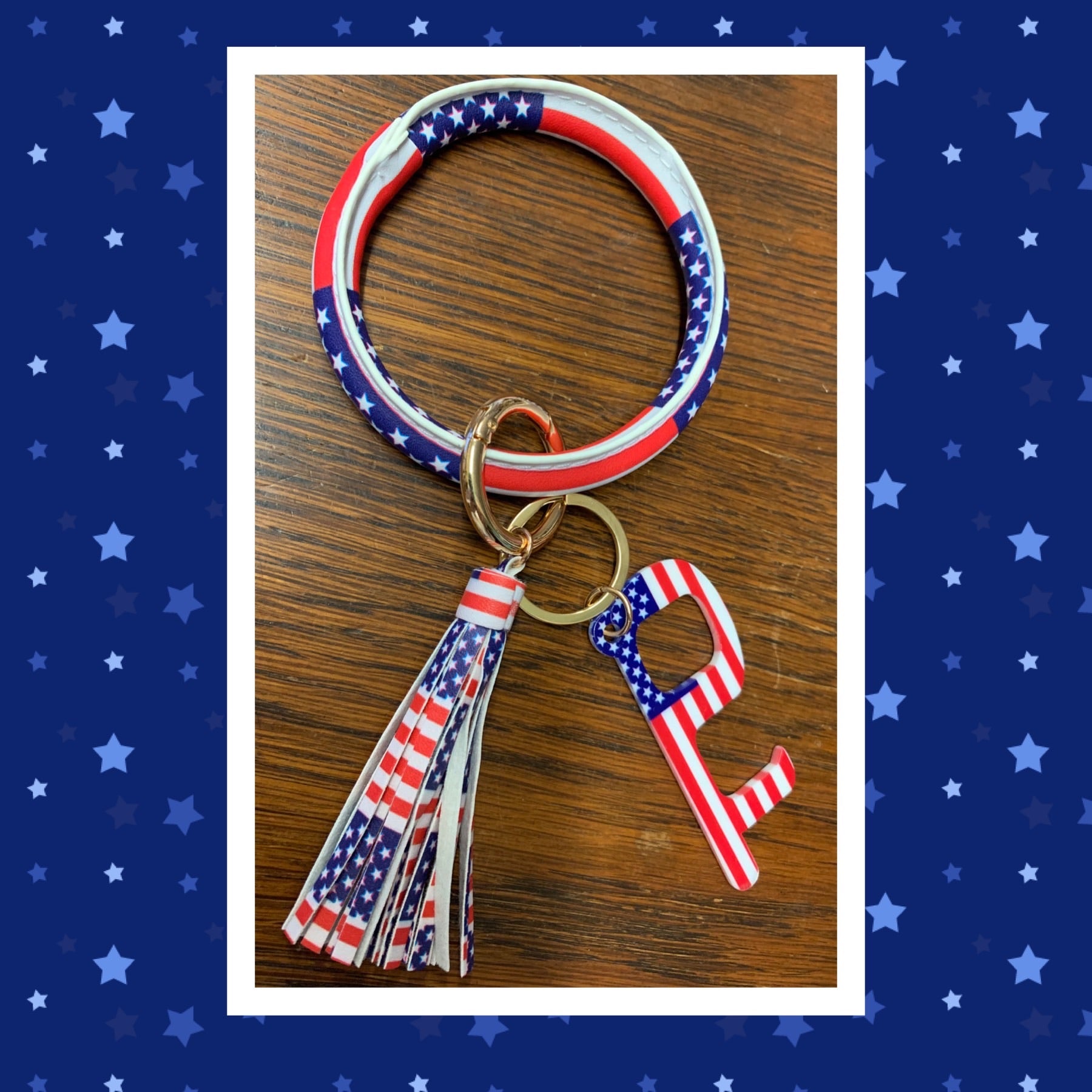 O Ring Key Chain w/ contactless door opener, American Flag Design