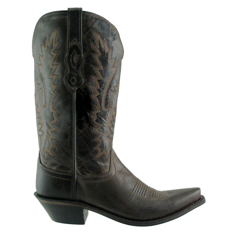 Old West Women's Dark Brown Leather Snip Toe Western Boots