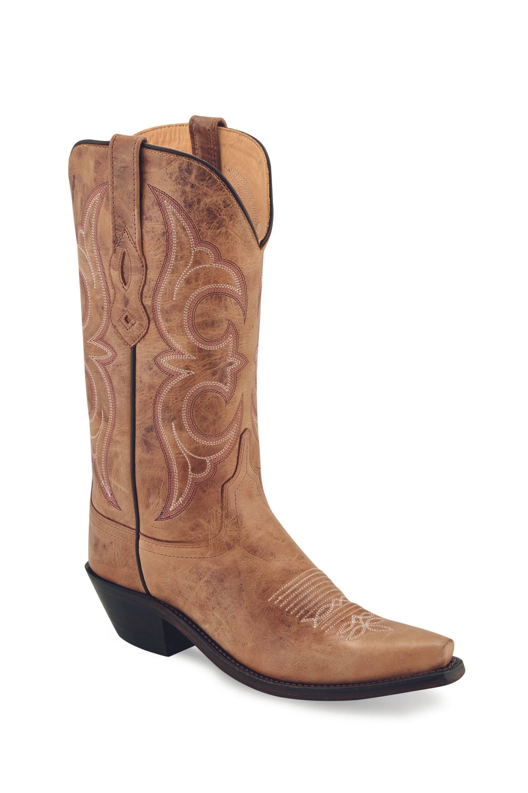 Old West Women's Distressed Brown Snip Toe Western Boots